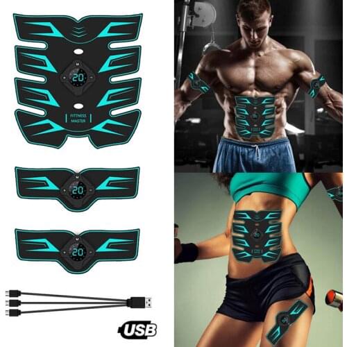 Gym Trainer Wireless Abdominal Muscle Stimulator EMS Smart Fitness Training Electric Massager Body Slimming Belt USB Recharge
