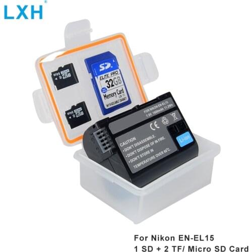 LXH Camera Battery Case Waterproof SD TF MSD Card Storage Box For Nikon EN-EL15 Battery For Nikon D750 D7200 D7100 D800 D610