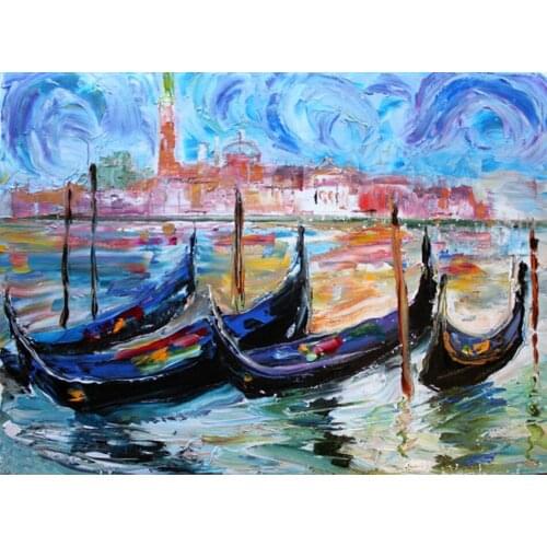 High Skills Artist Hand-painted High Quality Venice Gondola Oil Painting For Wall Decoration Abstract Venice Landscape Painting