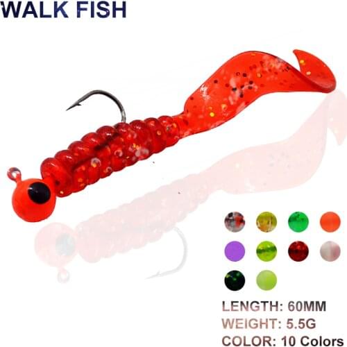 WALK FISH 4PCS/Lot Silicone Soft Fishing Lure Swimbait Crank Jig Soft Baits Fishing Hooks Atificial Soft Bait Sea Fishing Tackle