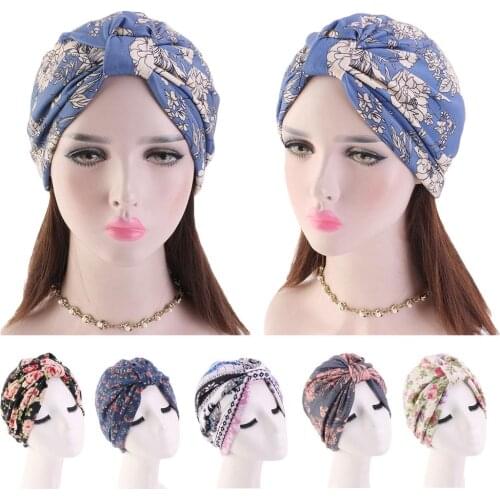 Womens Chemo Cap Cancer Hat Muslim Hair Loss Scarf Hijab Head Wrap Cover Floral Ethnic Head Scarf Inner Cover Headwear New