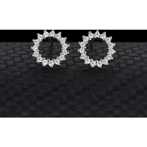 S925 Sterling Silver Burst Models Set Diamond Simple Fresh Wweet Temperament Sun Flower Earrings Ladies