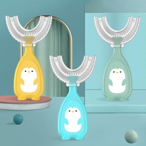 Kids Toothbrush Cartoon Handle 360 Degrees Cleaning Hand-Held Drop ship New ChildrenS Infant U Manual Toothbrush Teeth Cleaning