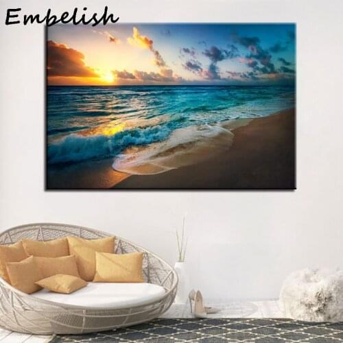 1 Pieces Sea Wave Beach Landscape Wall Art Posters For Living Room Modern Home Decor Pictures HD Spray On Canvas Oil Paintings