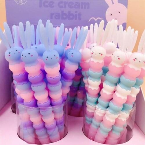 1pc Cartoon Rabbit Gel Pen Ice Cream Pattern Silicone 0.5 Mm Black Signature Pen Ink Pen Stationery School Office Supplies