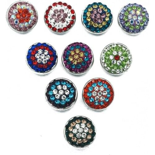 Hot sale 10pcs mixed beauty flowers 12MM rhinestone snap buttons Shambala snap buttons fit DIY 12mm snap jewelry KZ9079