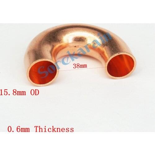 15.8x0.6x38mm 180 Degree Return Bend Copper Weld Pipe Fitting Plumbing for gas water oil