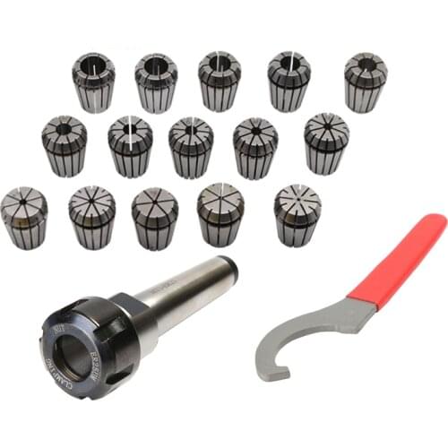 15PCS ER25 Spring Clamps + MT2 ER25 M12 1PCS ER25 Morse Holder Cone +Wrench 1PCS Collet Chuck For CNC Milling Lathe tool