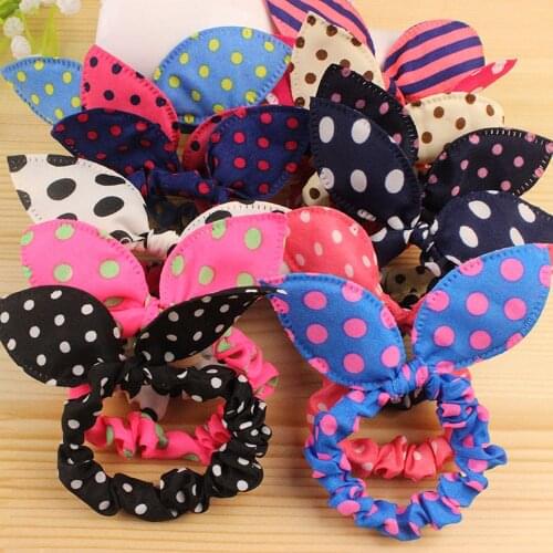 20PCS Mix Rabbit Ears Elastic Hair Bands For Girls Fashion Bowknot Ponytail Holder For Hair Accessories Headwear Hair Ties