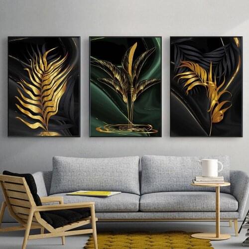 3 pieces Leaves Painting Gold diamond painting Abstract Plant Diy mosaic cross stitch embroidery round 100% square drill MM146