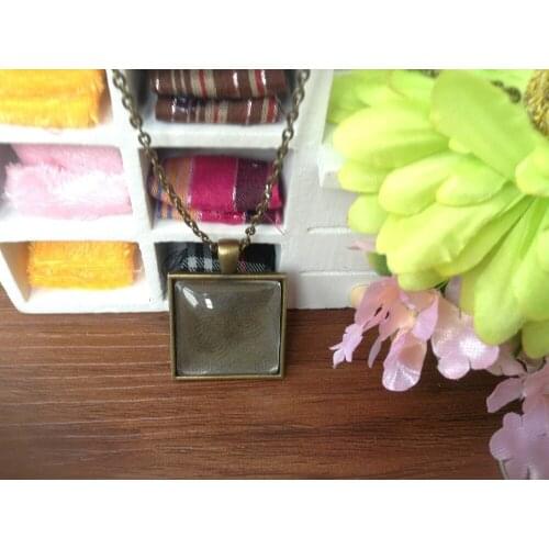 30 Sets,25mm Antique Bronze Photo Pendant DIY Kits, Square, Cabochon Setting Metal Trays, Glass Cabochons, Metal Necklace Chains