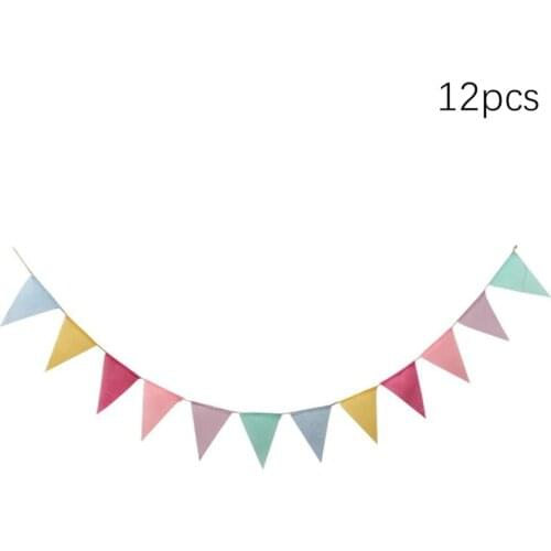 4M 12 Flags Vintage Colorful Burlap Linen Bunting Flags Pennant For Happy Birthday Party Wedding Garland Decoration Candy Bar
