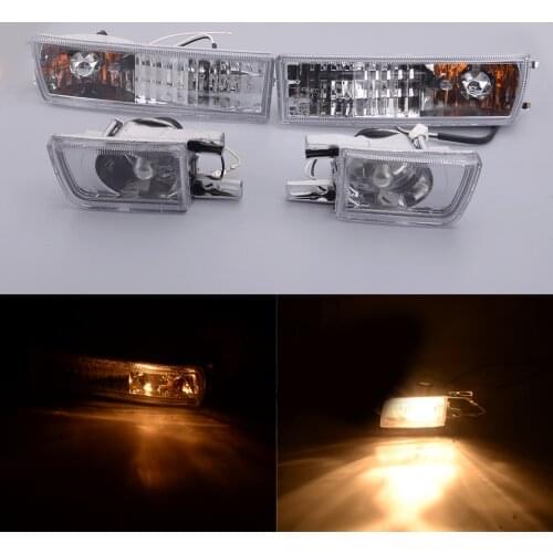 4pcs/Set Car Front Bumper Clear Fog Light Turn Signal Lamp 2 Pin Fit for VW Golf Jetta MK3 Vento 1993 1994 1995 1996 1997 1998