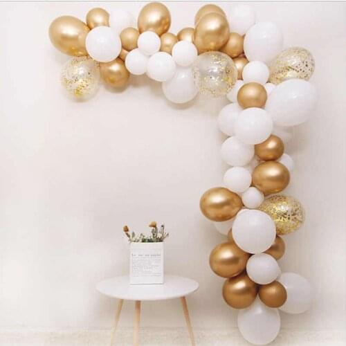 67pcs/set Metallic Gold Garland Arch Kit White Confetti Balloon Birthday Wedding Baby Shower Anniversary Party Decor Supplies