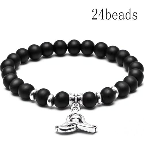8mm Lava Healing Balance Natural Stone Mala Bead Yoga Bracelet Lotus OM Elastic Rope Bead Bracelet Fashion Men Women Jewelry