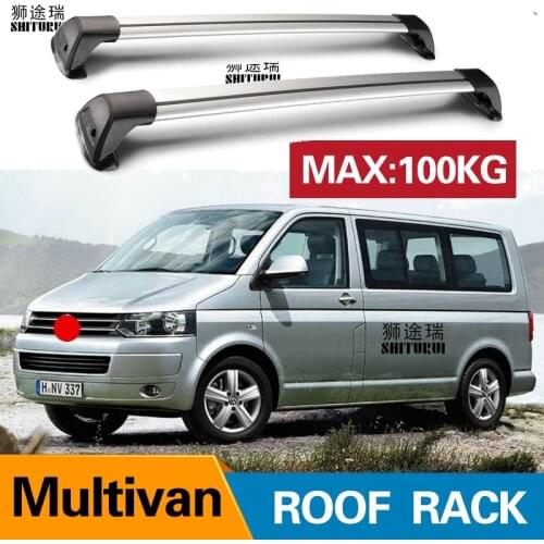 2 pcs For VOLKSWAGEN Multivan Caravelle T5 T6 roof bar car special aluminum alloy belt lock Led shooting ROOF RACK CORSS rack