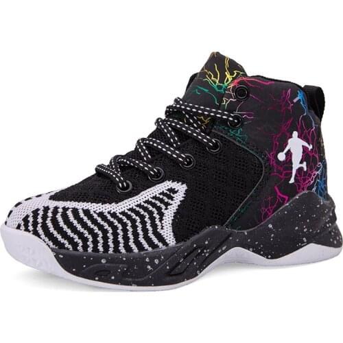 Basketball Children Shoes For Boys Sneakers Kids Casual Shoes Girls Sneakers Breathable Mesh Sport Lace-up Fashion Outdoor 2021