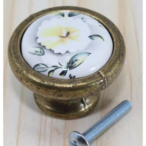 10pcs free shipping rustico pastorale ceramic furniture knobs antique bronze drawer cabinet dresser cupboard door knobs pulls