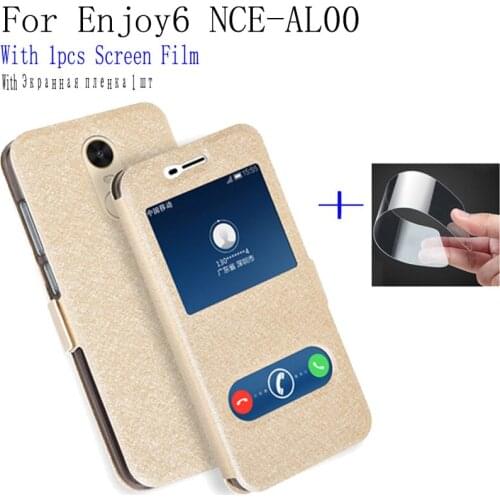 For Huawei Enjoy6 phone Case cover Smart View Window PU Leather shell For Huawei Enjoy 6 NCE-AL00 Flip case back cover