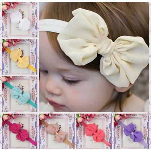 Bany headband Kids Elastic Floral Headband Hair Girls baby Kawaii Bowknot Solid for hair turban Headwear Set