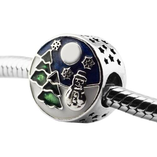 DIY Beads for Jewelry Making Sterling-Silver-Jewelry Snowy Wonderland Bead Charms Silver 925 Berloque Perles Women