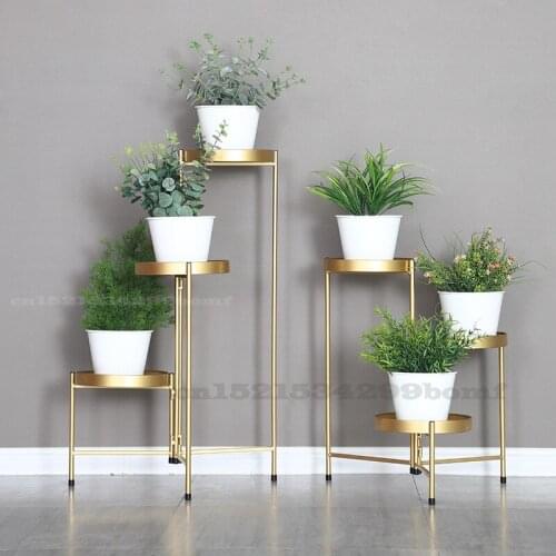 Europe Stand for Flowers Creative Multi-layer Folding Floor Shelf Indoor Balcony Three Layers Flower Pot Stand Home Decoration