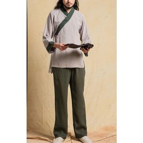 Cotton&linen taoist suits shaolin monk gown taoism robe lay meditation uniforms kung fu martial arts clothing
