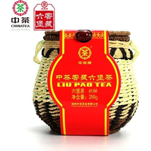 CHINATEA 6166 Liu Pao Hei Cha Liu Bao Aged Black Guangxi Wuzhou Dark In Basket 250g