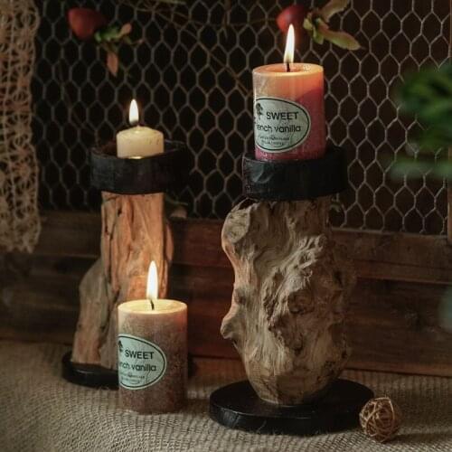 Creative American Aromatherapy Candlestick Vintage natural root carved wood candlestick Home jewelry candlestick ornaments