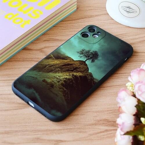 For iPhone Lonely Tree Print Soft Matt Apple iPhone Case 6 7 8 11 12 Plus Pro X XR XS MAX SE