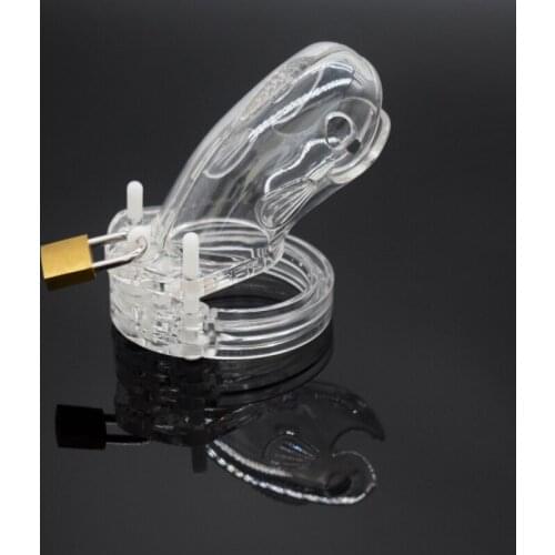 2020 New Male Chastity Cock Cages Penis Belt Plastic Transparent Lock Cage Restraint Device Chastity Lock Sex Toys for Men Gay