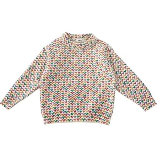 Autumn Baby Sweaters Pullover Love Long Sleeve Girls Sweaters Knit Kids Casual Clothing