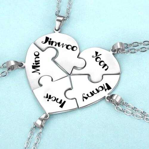 S925 Silver DIY Puzzle Pendant Necklaces Set Friendship Customize Name Necklace Lover Pendant Couple Graduation Jewelry Dropship