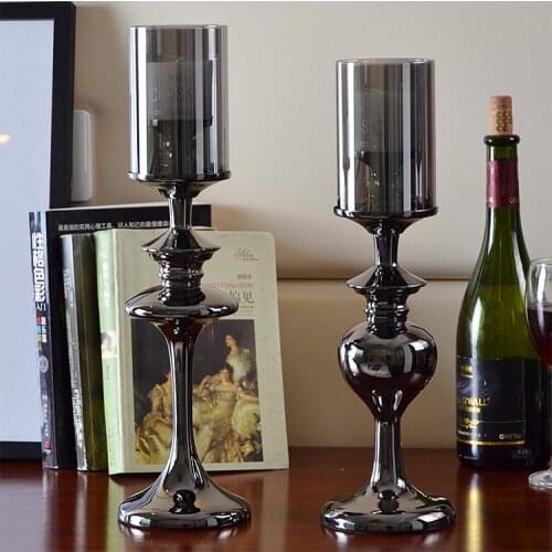 Simple Modern Candle Holders European Romantic Creative Candle Holder Glass Black Ornaments Bougeoire Home Decoration EB50ZT
