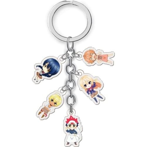 Shokugeki no Soma Acrylic Keychain 10 Sets/Lot Anime Keyring Cartoon Pendant Toy Gift