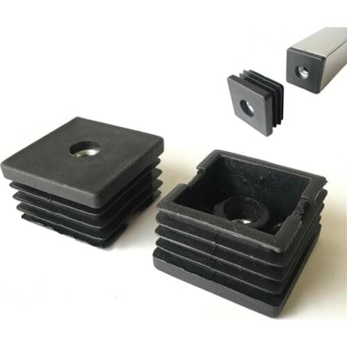 50x50 mm square feet plug adjusting leg pad end m8 nut pre embedded tube insert end Furniture Levelling Glide Feet Screw On