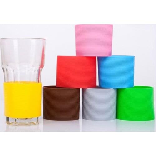 Random Color 2PCS Heat-resistan Silicone Coffee Cup Sleeve Heat Insulation Bottle Sleeve Non-slip Mug Glass Ceramic Cups Wrap