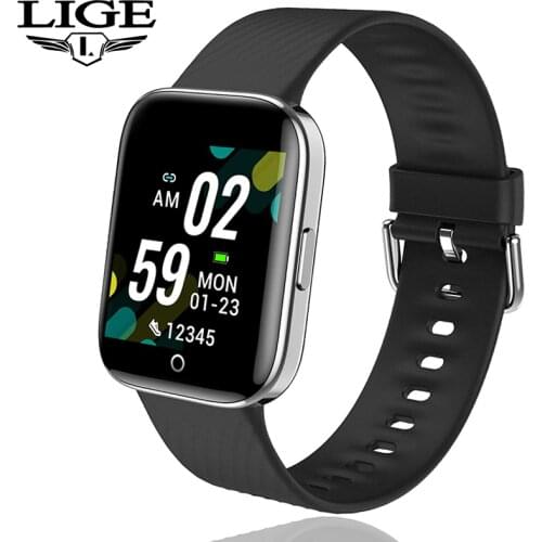 LIGE 2019 New metal Smart Watch IP68 Waterproof Heart Rate Blood Pressure Monitoring Sport Smart Watch Men for Android IOS+Box