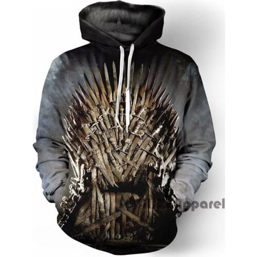 SOSHIRL Throne Game Fashion Men/Women Hoodies With Cap Print 3D Hooded Cool Punk Sweatshirts Hoody Tracksuit US Size Dropship