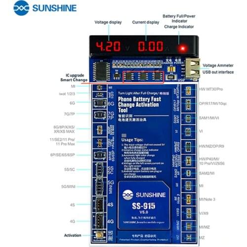 Latest SUNSHINE SS-915 Battery Activation Board For iPhone11 Pro Max /Pro/11/SE/XS Max/XR/XS/X/8P/8/7P/7/6SP/6P/6S/6/5/4/Android