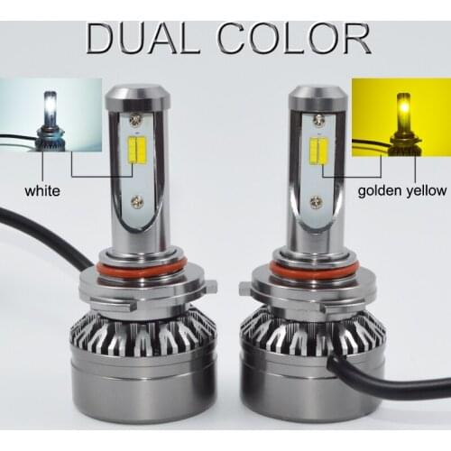 Led Car Headlights Bulbs 9006 HB4 60W 8000LM Dual Color White 6000K & amber 3000K lights 9006 Headlamps driving lighting