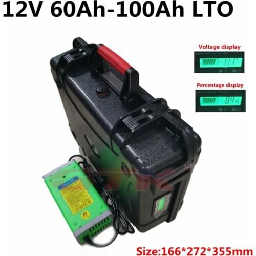 Waterproof LTO 12V 60Ah 70Ah 80Ah 100Ah Lithium titanate battery 12V with BMS for trolling motor RV inverter+10A Charger