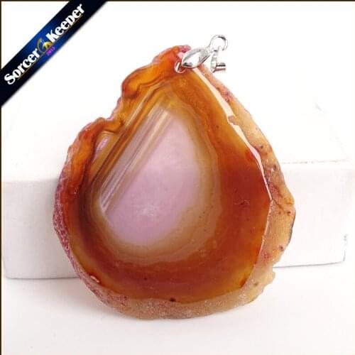 High Quality Natural Crystal Cluster Gem Stone Jewelry Polished Faceted Agates Slice Beads Pendant Necklace for Women YS369