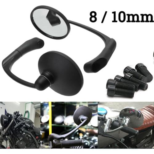 Nuoxintr Black 8mm 10mm 1 Pair Motorcycle Mirrors Side Rearview Mirror Aluminum Motorcycle Mirror for Universal Harley Davidson