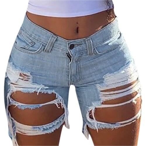 2021 Summer Womens Denim Short Pants Plus Size 5XL High Waisted Shorts Jeans For Women Overalls Pants Distressed Casual Fit