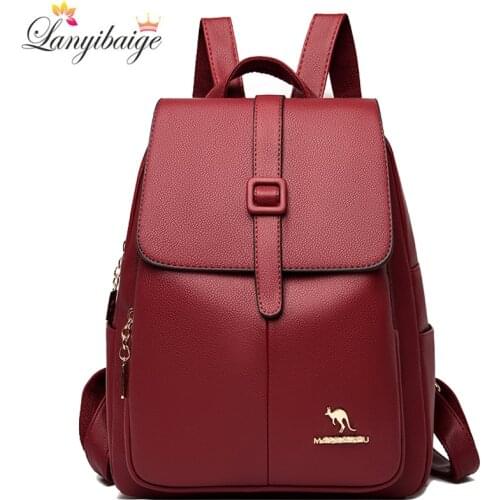 High Quality PU Leather Women Backpack Fashion School Backpack Large Capacity School Bags for Teenage Girls Casual Shoulder Bags
