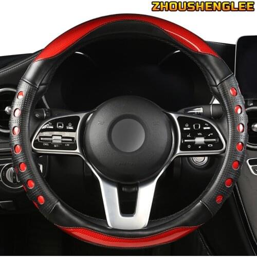 ZHOUSHENGLEE Microfiber Leather Car Steering Wheel Cover For Hondas Civics CRV BRV Fit Jazz Accords City Freed Mobilio Stream