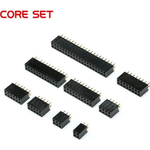 10Pcs 2.54mm pcb connector 2x2/3/4/5/6/8/10/12/16/40 Pin Stright Female Double Row Pin Header Strip PCB Connector