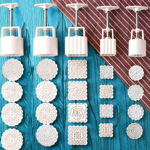 3/4/6pcs/set Flower Shaped Mooncake Mold Cake Mold Hand Pressure Fondant Moon Cake Decorating Tools Cookie Cutter Baking Tool