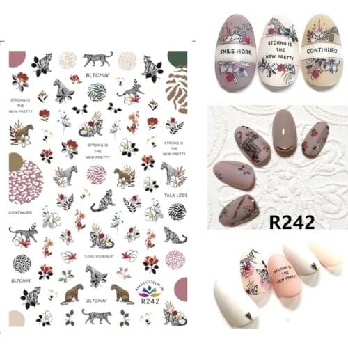 3D Stickers for Nails Self-adhesive Design Animal Leopard Flowers Nail Art Decorations Decals Foil Wrap Manicure Accessories